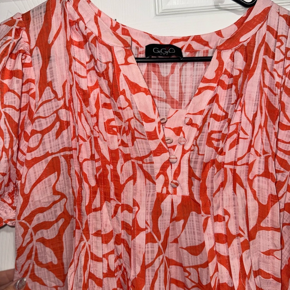 Gigio Women's Vibrant Red and Pink Blouse - Picture 5 of 6